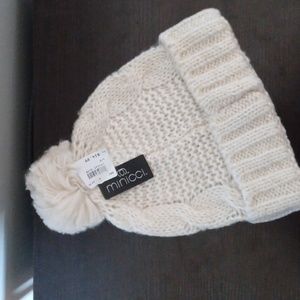 MINICCI  Sweater Knit Pom Hat NWT Cream